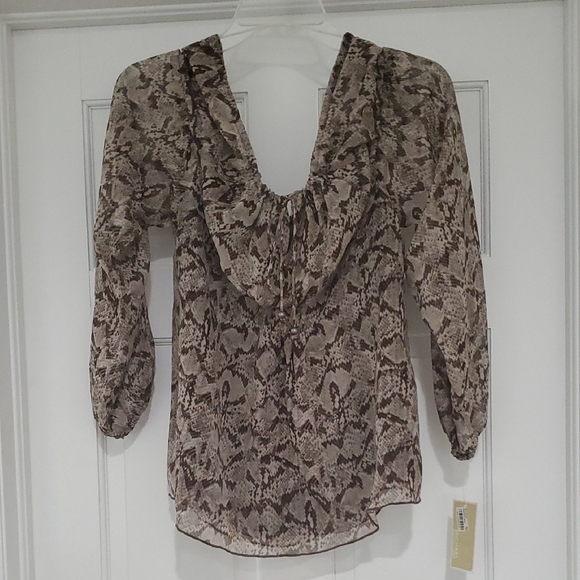 Nwt Michael Kors Chic Snake Print Blouse zx m - Picture 1 of 5